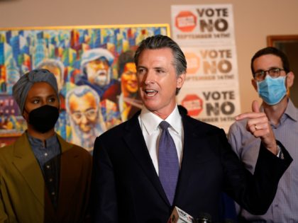 SAN FRANCISCO, CALIFORNIA - AUGUST 13: California Gov. Gavin Newsom speaks during a news conference at Manny's on August 13, 2021 in San Francisco, California. California Gov. Gavin Newsom kicked off his "Say No" to recall campaign as he prepares to face a recall election on September 14. (Photo by …