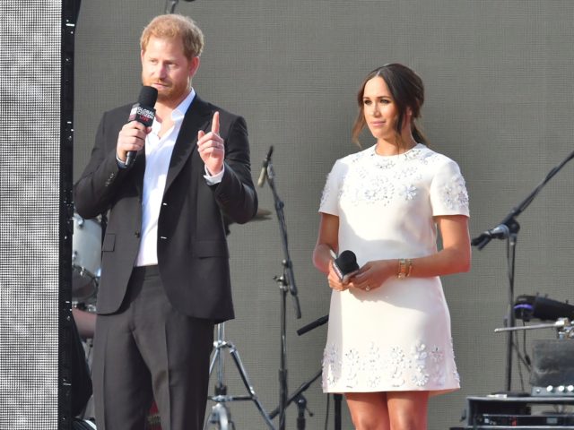 NEW YORK, NY- SEPTEMBER 25: Prince Harry and Meghan Markle at the 2021 Global Citizen Live