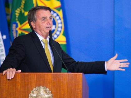 BRASILIA, BRAZIL - JUNE 29: President of Brazil Jair Bolsonaro speaks during an event to launch a new register for professional workers of the fish industry at Planalto Government Palace on June 29, 2021 in Brasilia, Brazil. Health Minister, Marcelo Queiroga, announced after the event and in conversation with journalists, that …