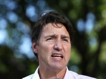 Canada's Liberal Party Leader and Prime Minister Justin Trudeau speaks during a news confe