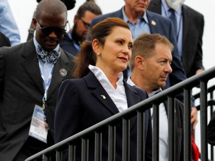 Governor Gretchen Whitmer arrives at the Motor Bella held in Pontiac, Michigan on Septembe
