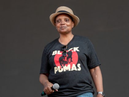 Chicago Mayor Lori Lightfoot speaks on day one of the Lollapalooza Music Festival on Thurs