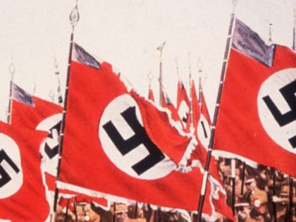 1933: The entry of the colours, or Swastikas at the German National Socialist Party Day at