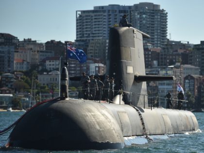 The Royal Australian Navy's HMAS Waller (SSG 75), a Collins-class diesel-electric submarine, is seen in Sydney Harbour on November 2, 2016. Australia on April 2016 awarded French contractor DCNS the main contract to design and build its next generation of submarines to replace its current fleet of six Collins-class vessels. …