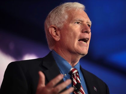 U.S. Congressman Mo Brooks speaking with attendees at the 2021 Southern Regional Conference hosted by Turning Point USA at the Sheraton Panama City Beach Golf & Spa Resort in Panama City Beach, Florida.