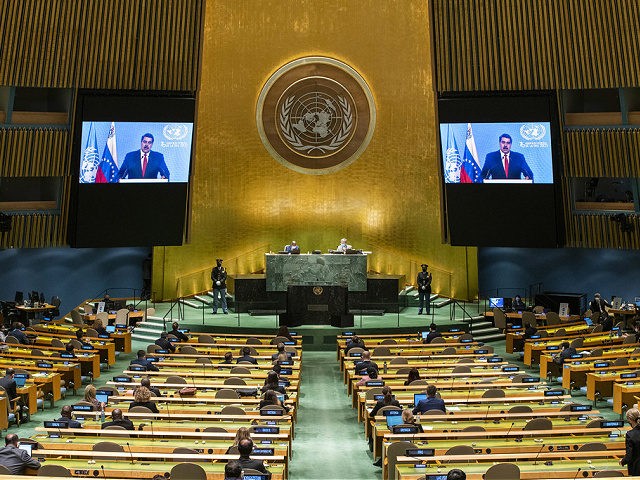 Venezuelas President Nicolas Maduro remotely addresses the 76th session UN General Assembl