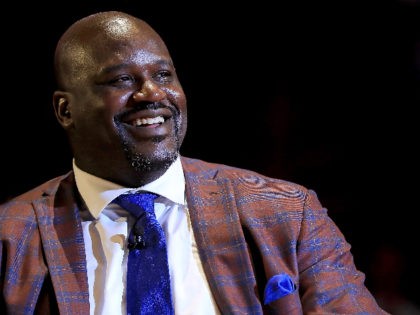 MIAMI, FL - DECEMBER 22: Shaquille O'Neal has his number retired during a game between the Miami Heat and the Los Angeles Lakers at American Airlines Arena on December 22, 2016 in Miami, Florida. NOTE TO USER: User expressly acknowledges and agrees that, by downloading and or using this photograph, …