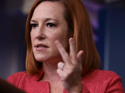 WASHINGTON, DC - SEPTEMBER 27: White House Press Secretary Jen Psaki speaks at a press briefing in the James Brady Press Briefing Room of the White House on September 27 2021 in Washington, DC. During the briefing Psaki answered a range of questions on topics including Covid-19 booster shots and …