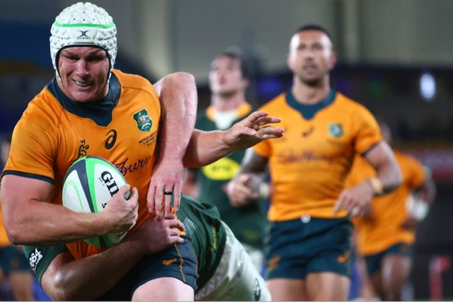 Michael Hooper, left, will become the most capped Wallabies skipper in history against Sou