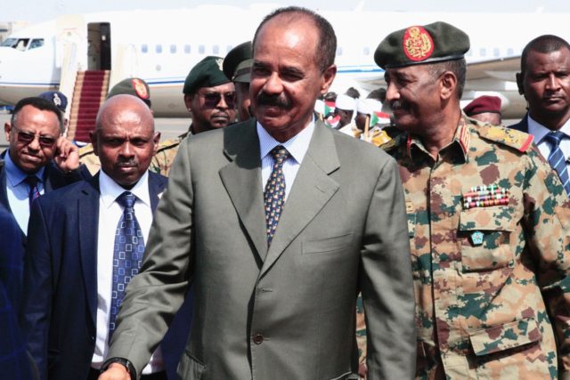 Eritrean President Isaias Afwerki, pictured on a visit to Khartoum in September 2019, has