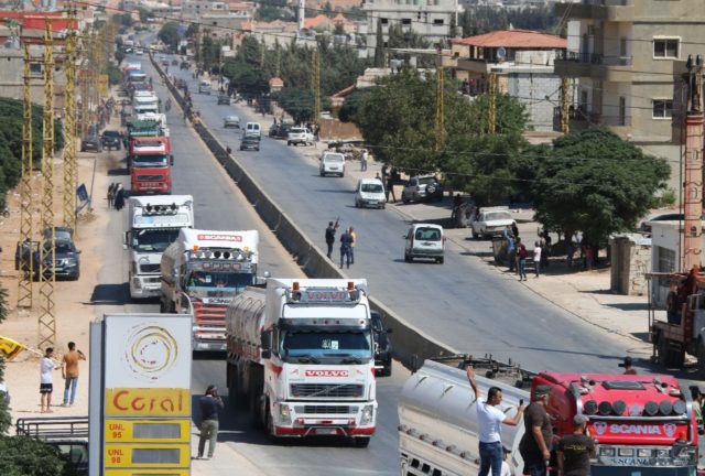 Tankers arrive in eastern Lebanon's Bekaa Valley carrying fuel from Iran