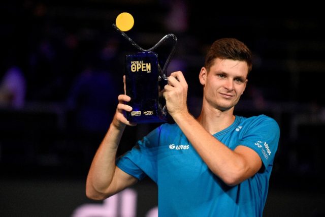 Champion: Hubert Hurkacz celebrates in Metz