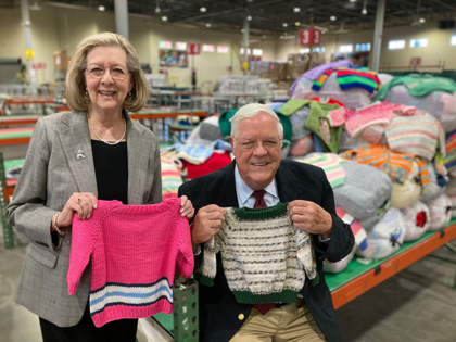 Today, Ed and Carol Ely dropped off 933 hand-knit sweaters to be included in shoebox gifts this season! Through a 25-year-old program called Lamb's Wool, knitters all over the country have sent in 24,414 handmade sweaters for shoebox recipients around the world to wear and love. Just imagine how special …