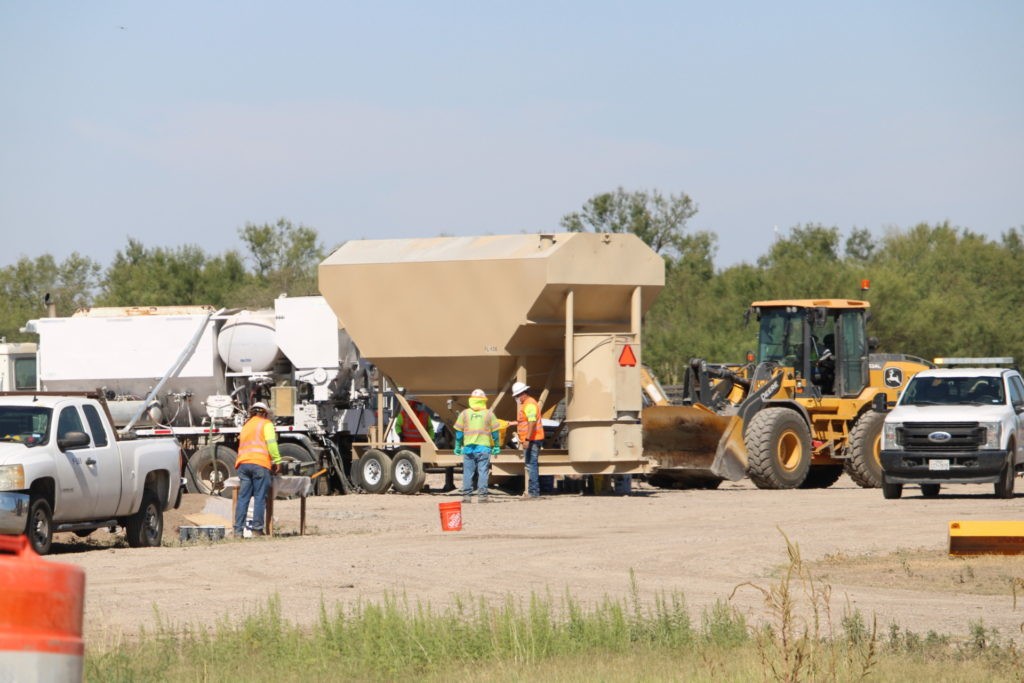 Construction crews ready a temporary concrete factory near border. (Photo: Randy Clark/Breitbart Texas)