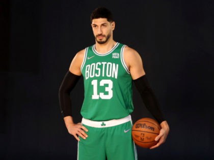 Boston Celtics center Enes Kanter poses for a photo during the Boston Celtics Media Day, M