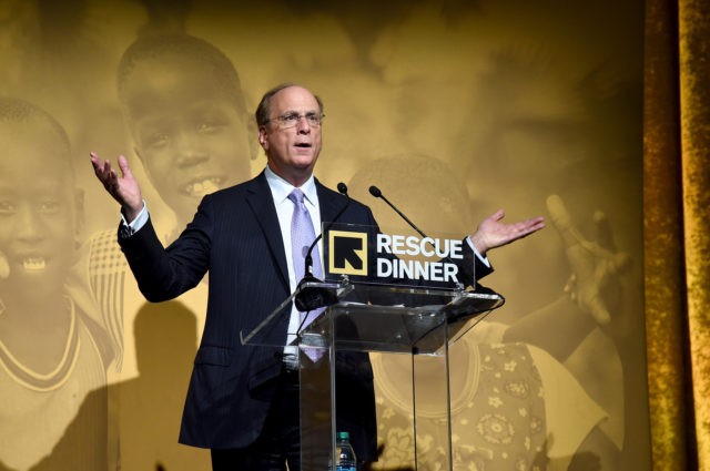 NEW YORK, NY - NOVEMBER 01: Honoree Laurence D. Fink speaks onstage during the 2018 Rescue Dinner hosted by the IRC at New York Hilton Midtown on November 1, 2018 in New York City. (Photo by Ilya S. Savenok/Getty Images for IRC)