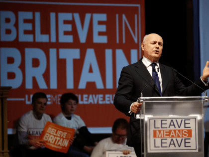 Conservative Party MP Iain Duncan Smith speaks at a political rally entitled 'Lets Go WTO' hosted by pro-Brexit lobby group Leave Means Leave in London on January 17, 2019. - British Prime Minister Theresa May scrambled to put together a new Brexit strategy on Thursday after MPs rejected her EU …