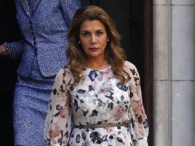Princess Haya Bint al-Hussein of Jordan leaves the Royal Courts of Justice in London on July 31, 2019. - Princess Haya, the estranged wife of the ruler of Dubai, Sheikh Mohammed bin Rashid Al-Maktoum, has applied for a forced marriage protection order during a case about their children's welfare. (Photo by Adrian DENNIS / AFP) (Photo credit should read ADRIAN DENNIS/AFP via Getty Images)