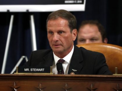 Representative Chris Stewart, R-Utah, questions Ambassador Kurt Volker, former special envoy to Ukraine, and Tim Morrison, a former official at the National Security Council, testify before the House Intelligence Committee on Capitol Hill in Washington, DC on November 19, 2019. (Photo by Jacquelyn Martin / POOL / AFP) (Photo by …