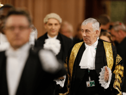 LONDON, ENGLAND - DECEMBER 19: Speaker of the House of Commons Lindsay Hoyle heads to the Lords chamber through the Central Lobby during the State Opening of Parliament at the Houses of Parliament on December 19, 2019 in London, England. In the second Queen's speech in two months, Queen Elizabeth …