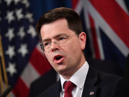 Britain's Minister of State for Security James Brokenshire announces measures against online sexual exploitation on March 5, 2020 during a press conference at the Department of Justice in Washington,DC. (Photo by MANDEL NGAN / AFP) (Photo by MANDEL NGAN/AFP via Getty Images)