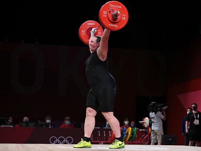 New Zealand's Laurel Hubbard competes in the women's +87kg weightlifting competition durin