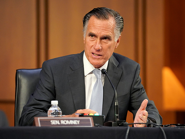 Sen. Mitt Romney (R-UT) asks questions during a Senate Health, Education, Labor, and Pensions Committee hearing on Capitol Hill in Washington, DC, September 30, 2021. (Greg Nash/AFP via Getty Images)