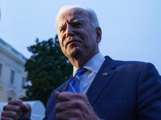 US President Joe Biden speaks to reporters on the South Lawn upon return to the White Hous