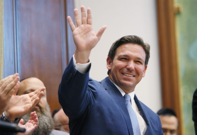 SURFSIDE, FLORIDA - JUNE 14: Florida Gov. Ron DeSantis arrives to speak during a press con