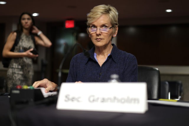 WASHINGTON, DC - JUNE 24: U.S. Secretary of Energy Jennifer Granholm waits for the beginning of a hearing before Senate Armed Services Committee at Dirksen Senate Office Building June 24, 2021 on Capitol Hill in Washington, DC. The committee held the hearing to examine the “Department of Energy and National …