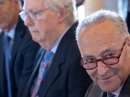 WASHINGTON, DC - JULY 21: Senate Majority Leader Chuck Schumer (D-NY) attends a bipartisan meeting with King Abdullah of Jordan at the U.S. Capitol on July 21, 2021 in Washington, DC. Abdullah is in Washington meeting with members of the U.S. government on a range of bilateral issues. Also pictured …