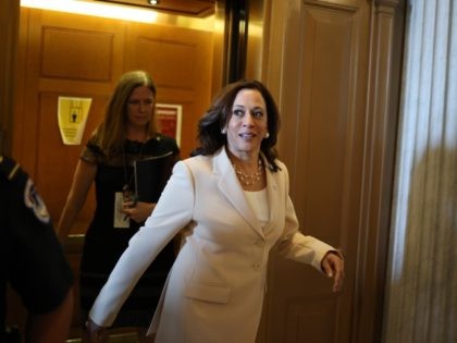 WASHINGTON, DC - JULY 21: U.S. Vice President Kamala Harris arrives at the Senate Chambers in the U.S. Capitol on July 21, 2021 in Washington, DC. The senate is expected to hold a cloture vote on the bipartisan infrastructure bill later today. (Photo by Anna Moneymaker/Getty Images)