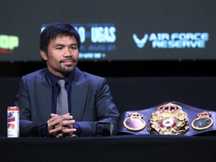 LAS VEGAS, NEVADA - AUGUST 18: Manny Pacquiao attends a news conference at MGM Grand Garde