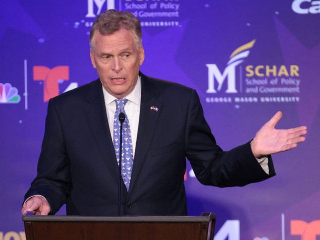 ALEXANDRIA, VIRGINIA - SEPTEMBER 28: Former Virginia Gov. Terry McAuliffe (R) (D-VA) debates Republican gubernatorial candidate Glenn Youngkin hosted by the Northern Virginia Chamber of Commerce September 28, 2021 in Alexandria, Virginia. The gubernatorial election is November 2. (Photo by Win McNamee/Getty Images)