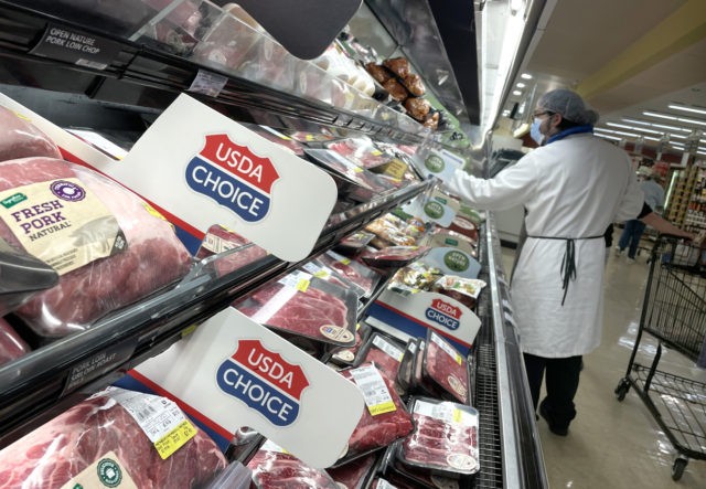 SAN FRANCISCO, CALIFORNIA - OCTOBER 04: Pork and beef products are displayed on a shelf at