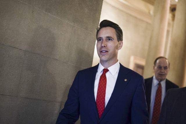 WASHINGTON, DC - OCTOBER 07: Sen. Josh Hawley (R-MO) arrives to a meeting with Republican Senators on their party's plan for the vote on the debt limit at the U.S. Capitol on October 07, 2021 in Washington, DC. After reaching an agreement on a timeline, Senators will vote later today …