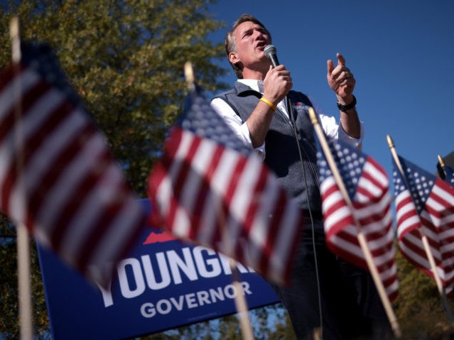 STAFFORD, VIRGINIA - OCTOBER 19: Republican gubernatorial candidate Glenn Youngkin (R-VA) speaks during an Early Vote rally October 19, 2021 in Stafford, Virginia. Youngkin is running against former Virginia Gov. Terry McAuliffe (D-VA). (Photo by Win McNamee/Getty Images)