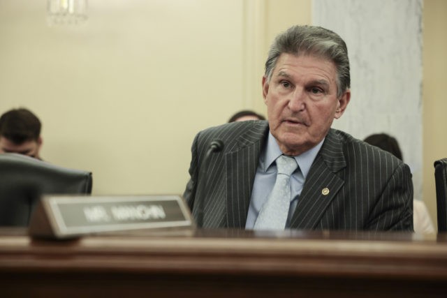 WASHINGTON, DC - OCTOBER 20: Sen. Joe Manchin (D-WV) listens during a business meeting with the Senate Committee on Veteran Affairs on Capitol Hill on October 20, 2021 in Washington, DC. The business meeting was held for members to discuss pending legislation. (Photo by Anna Moneymaker/Getty Images)