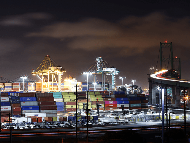 SAN PEDRO, CALIFORNIA - OCTOBER 25: Nighttime operations continue at the Port of Los Angeles on October 25, 2021 in San Pedro, California. The Port of Los Angeles is joining the Port of Long Beach in 24/7 operations amid efforts to ease supply chain issues. Strong consumer demand, coupled with …