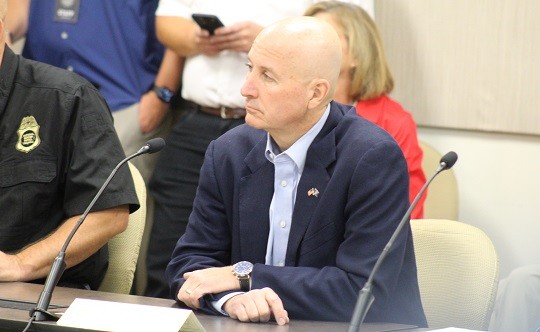 Nebraska Governor Pete Ricketts is briefed on drug flow into U.S. during a Texas Department of Public Safety briefing near the border with Mexico. (Photo: Randy Clark/Breitbart Texas)