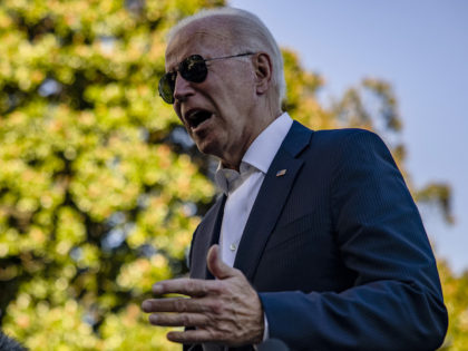 President Joe Biden takes questions from gathered reporters at the White House after spending his weekend at Camp David on September 26, 2021 in Washington, DC. (Samuel Corum/Getty Images)