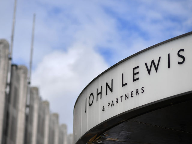 A sign is displayed outside the John Lewis store in Oxford Street, central London on July 2, 2020. (Photo by Ben STANSALL / AFP) (Photo by BEN STANSALL/AFP via Getty Images)