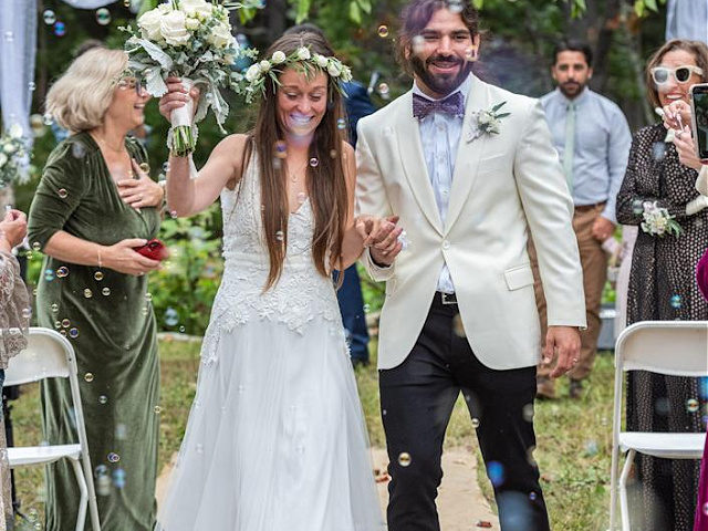 A bride surprised her blind groom with a tactile wedding dress comprised of multiple textu