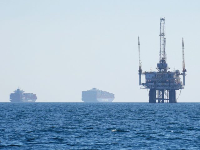 Oil platform cargo jam (Eugene Garcia / Associated Press)