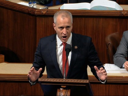 Rep. Sean Patrick Maloney (D-NY) speaks as the House of Representatives debates the articles of impeachment against President Donald Trump at the Capitol in Washington, December 18, 2019. (House Television via AP)