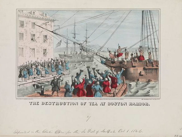 The Destruction of Tea at Boston Harbor