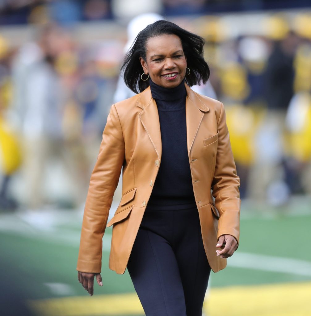 Condoleezza Rice was an honorary captain for the Michigan Wolverines against the Iowa Hawkeyes, Saturday, Oct. 5, 2019 at Michigan Stadium in Ann Arbor. Condoleezza Rice