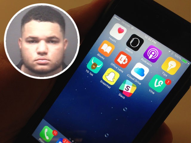 The Yik Yak app, lower, left, is seen on an iPhone in Washington, Wednesday, Nov. 11, 2015
