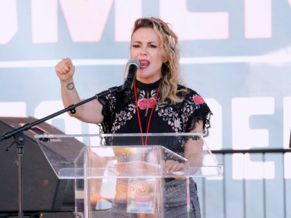 LOS ANGELES, CALIFORNIA - OCTOBER 02: Alyssa Milano attends Women's March Action: March 4 Reproductive Rights at Pershing Square on October 02, 2021 in Los Angeles, California. (Photo by Amy Sussman/Getty Images)
