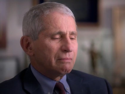 Anthony Fauci gets choked up in a still image from the trailer to the NatGeo-Disney+ documentary "Fauci."